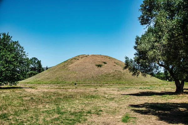 192 Athenian Tumulus Vagy Elföldelése Halom Bukott Maratoni Csata Nevezik — Stock Fotó