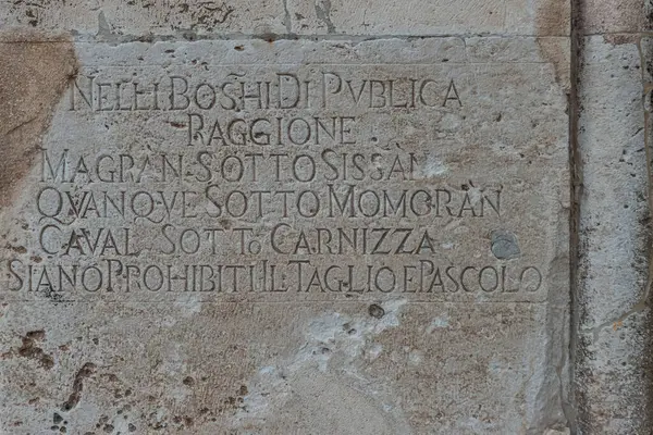 Pula şehrinin ortaçağ rahatlama cephesinin ayrıntıları. Hırvatistan