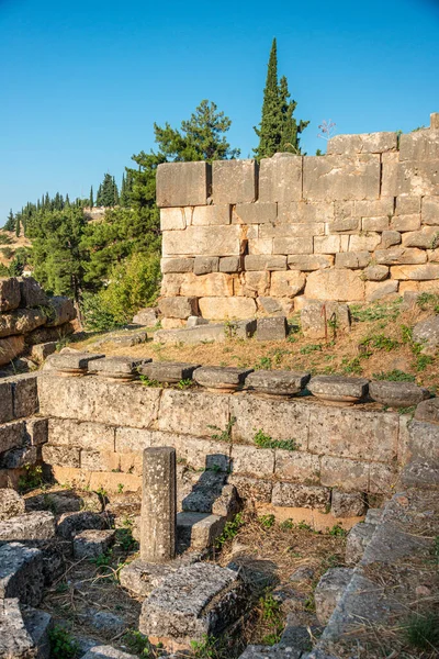 Veduta Dei Principali Monumenti Siti Della Grecia Rovine Delfi Oracolo — Foto Stock
