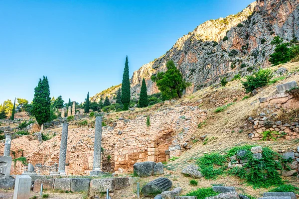 Veduta Dei Principali Monumenti Siti Della Grecia Rovine Delfi Oracolo — Foto Stock