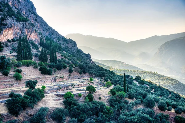 Atemberaubender Morgenblick Über Delphi Griechenland — Stockfoto