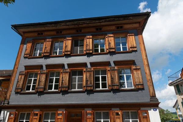 Appenzell Sviçre 2021 Appenzell Şehrinin Tarihi Bölgesinde Binalar Appenzell Sviçre — Stok fotoğraf