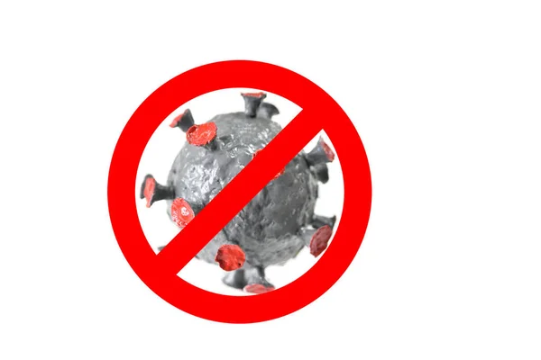 Virus Closed Forbidden Sign White Background — Stock Photo, Image