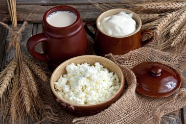 kırsal süt ürünleri ahşap yüzeye