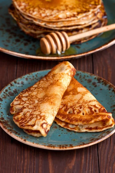 Dessertteller mit Pfannkuchen — Stockfoto