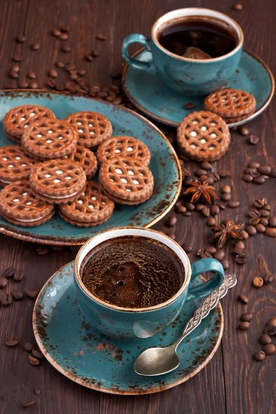 Natureza morta com biscoitos e café — Fotografia de Stock