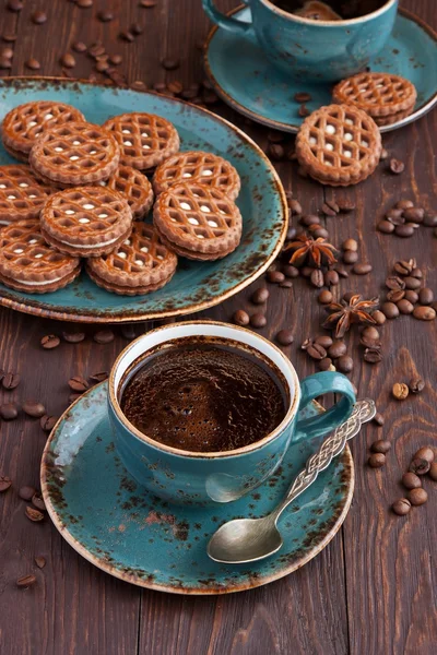 Zátiší s cookies a káva — Stock fotografie
