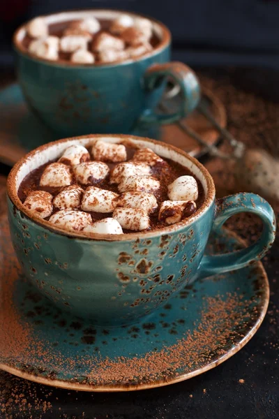 Hausgemachte heiße Schokolade mit Marshmallow — Stockfoto