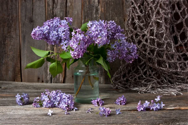 Natureza morta com flores lilás — Fotografia de Stock