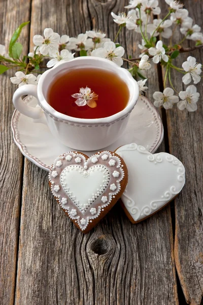 Composición con taza de té y galletas — Foto de Stock