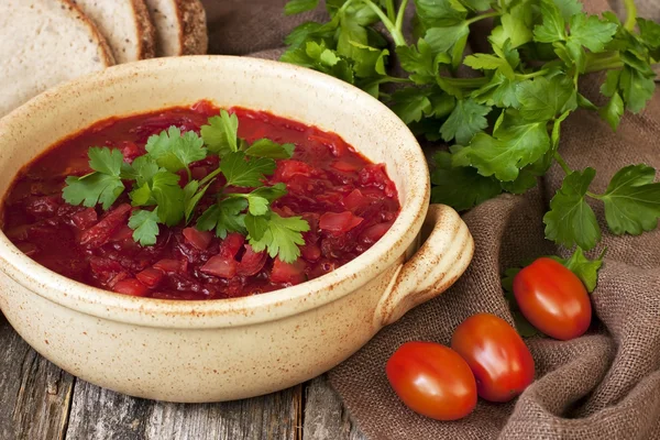 Masakan Rusia-ukrainia sup borscht — Stok Foto