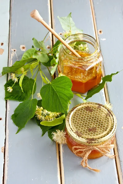 Miele con fiori di tiglio — Foto Stock