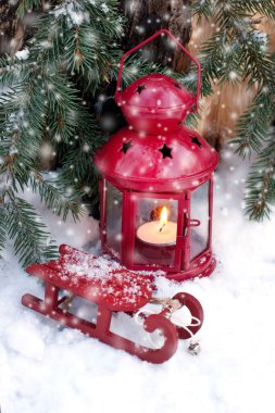Tatiller için klasik Noel kartı. Süslü Noel hediyesi kutusu