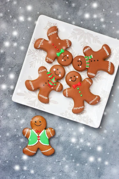 Weihnachts Oder Neujahrskomposition Mit Lebkuchen Draufsicht Flache Lage — Stockfoto