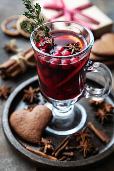 Mulled Wine Gingerbread Cookies Christmas Composition — Stock Photo, Image