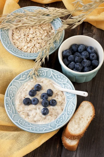 Bowl of oats porridge — Stock Photo, Image