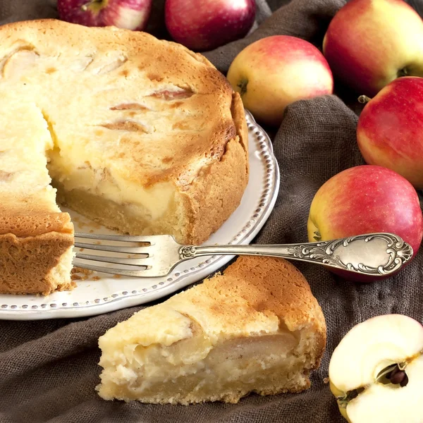 Hemlagad äppelpaj dessert redo att äta — Stockfoto