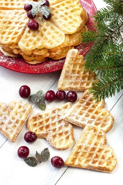 Composição de waffles com abeto — Fotografia de Stock