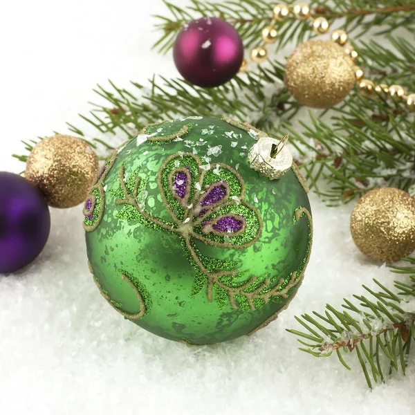 Christmas still life with colorful balls — Stock Photo, Image