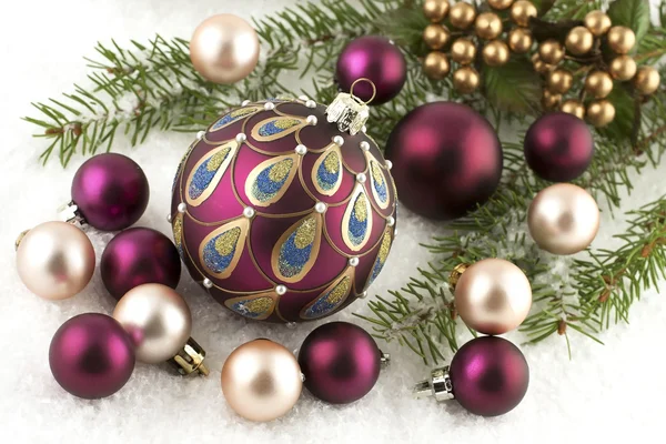 Christmas still life with colorful balls — Stock Photo, Image