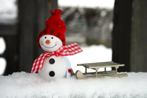 Різдвяна композиція зі сніговиком — стокове фото