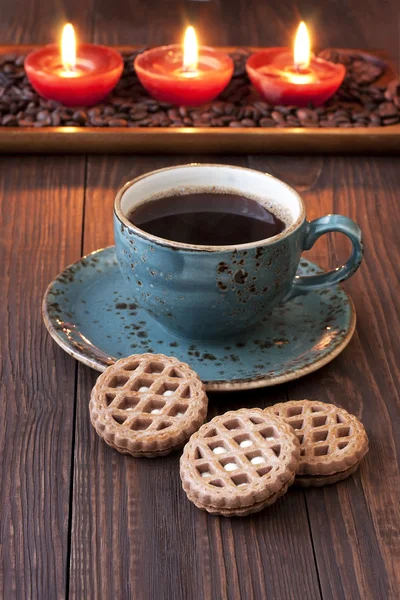 Breakfast with coffee and   cookies — Stock Photo, Image