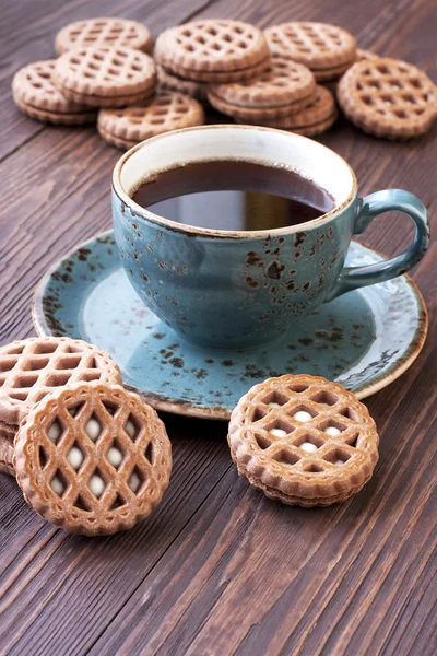 Breakfast with coffee and   cookies — Stock Photo, Image