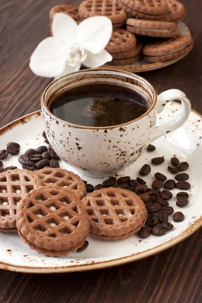 Natureza morta com biscoitos e café — Fotografia de Stock