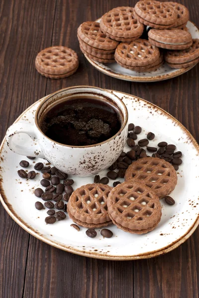 Zátiší s cookies a káva — Stock fotografie