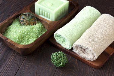 Havlu ve sabun Spa kompozisyonu