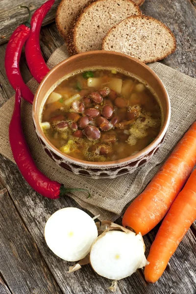 Ciotola di minestra di fagioli — Foto Stock