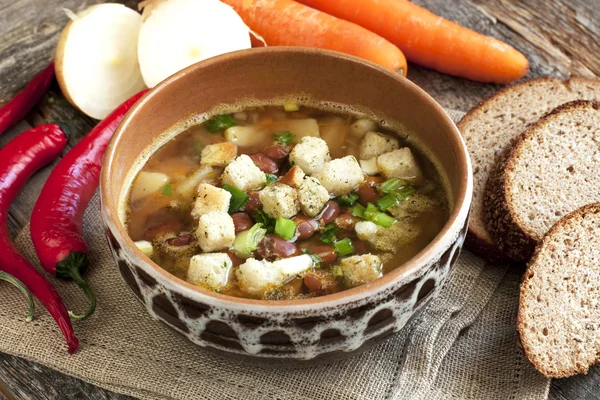 Bowl of bean soup — Stock Photo, Image