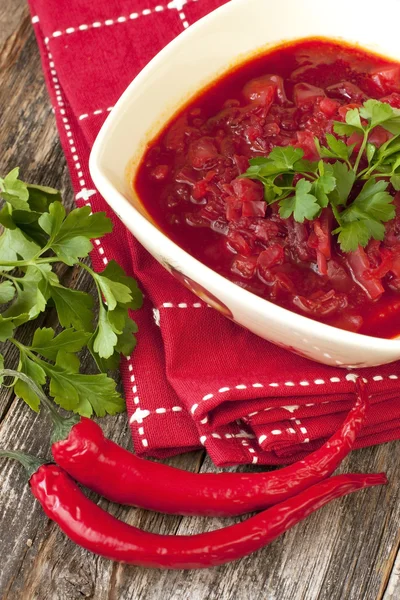 Zuppa di barbabietole con cavolo — Foto Stock