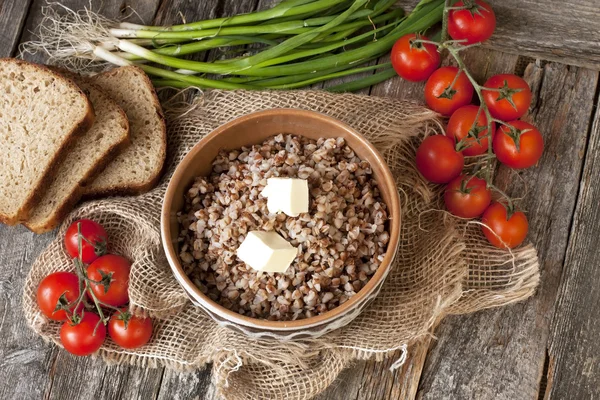 Buckwheat porridge with butter — Stock Photo, Image