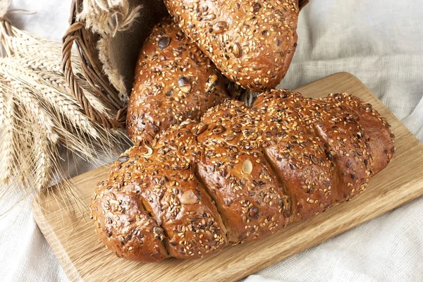 Fresh rye loaf of bread , rustic style — Stock Photo, Image