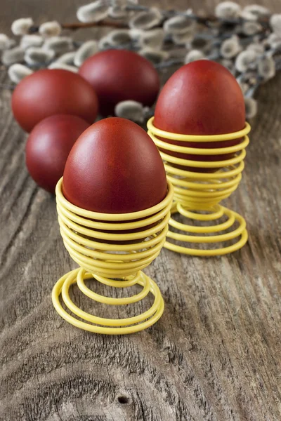 Easter eggs on wooden background — Stock Photo, Image