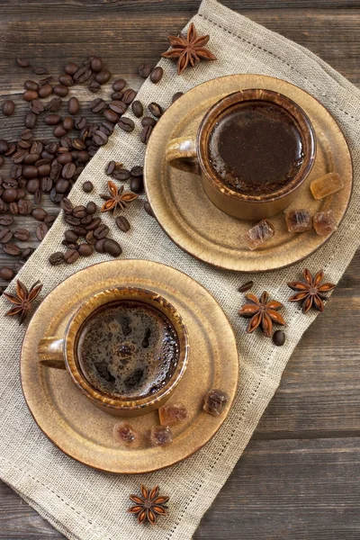 Taza de café y granos de café —  Fotos de Stock