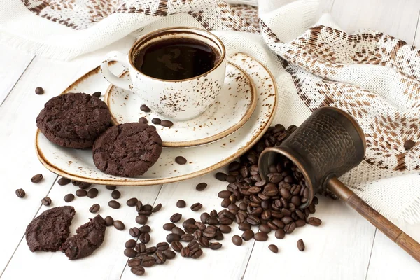 Colazione con caffè e biscotti — Foto Stock