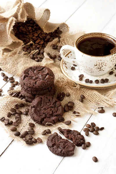 Desayuno con café y galletas — Foto de Stock