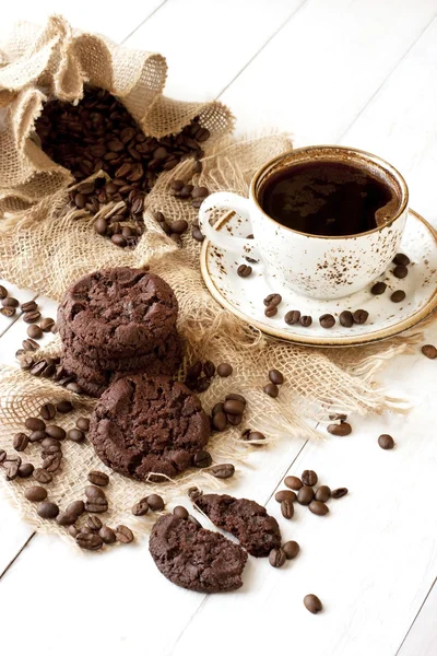 Breakfast with coffee and   cookies — Stock Photo, Image