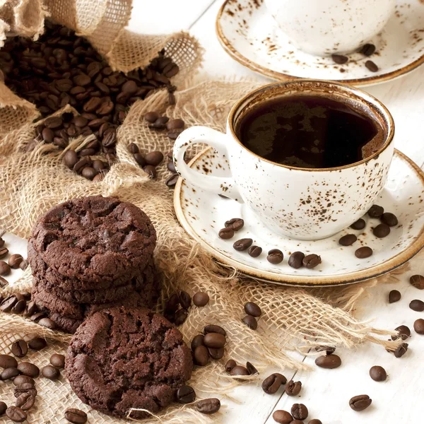 Desayuno con café y galletas — Foto de Stock