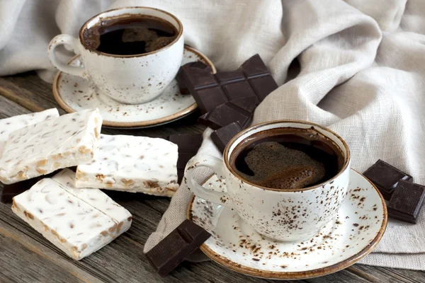 Stilleben med sötsaker och kaffe — Stockfoto
