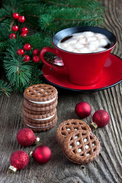 Weihnachtskomposition mit Plätzchen — Stockfoto