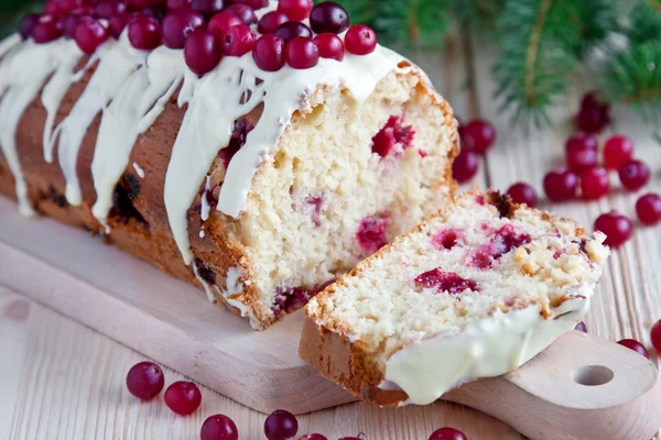 Noël nature morte avec gâteau aux canneberges — Photo