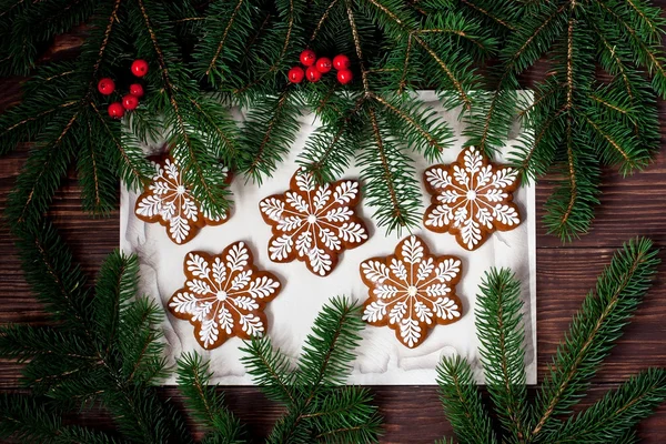 Tarjeta de regalo de Navidad con composición navideña — Foto de Stock