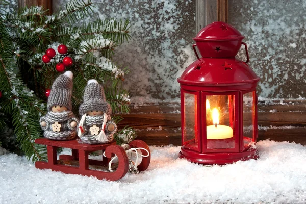 Christmas composition with lantern — Stock Photo, Image