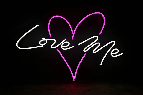 White Pink Neon Heart Inscription Love Trendy Style Wedding Design — Stock Photo, Image