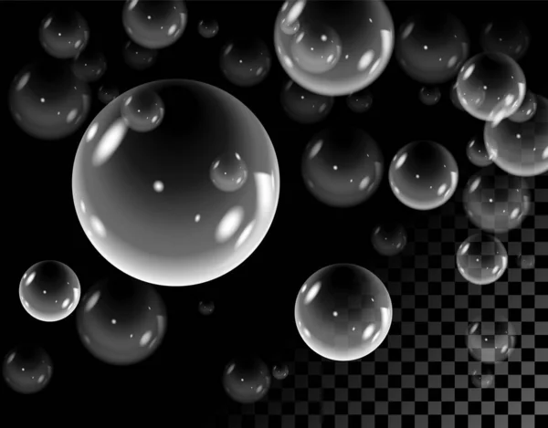 Realistic Soap Bubbles Isolated Transparent Background — Διανυσματικό Αρχείο