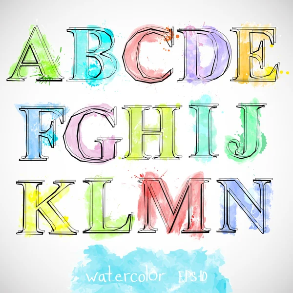 Alphabet aquarelle abstrait — Image vectorielle