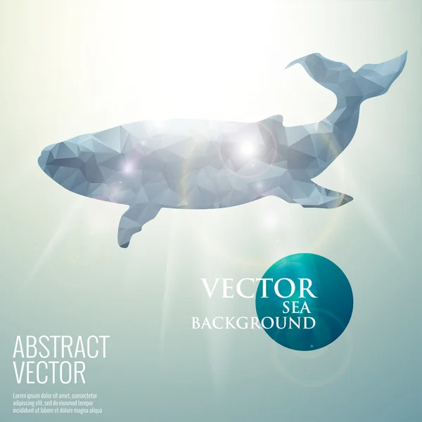 Underwater bakgrund med Polygonal whale — Stock vektor